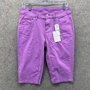 Tommy Bahama Shorts Womens 8 Purple Denim Bermuda Afton Clam Digger Casual